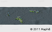 Satellite Panoramic Map of Seychelles, darken, semi-desaturated