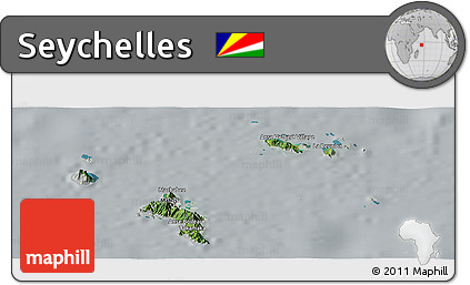 Satellite Panoramic Map of Seychelles, lighten, semi-desaturated