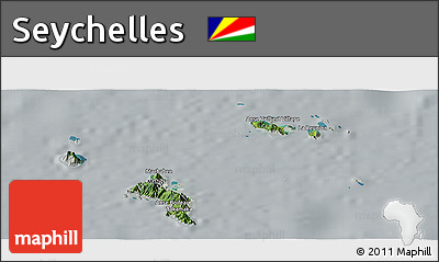 Satellite Panoramic Map of Seychelles, lighten, semi-desaturated