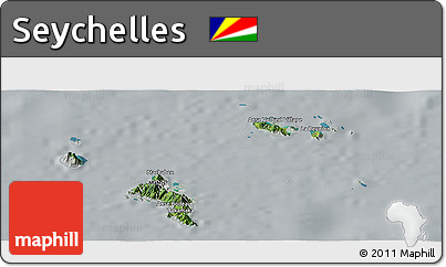 Satellite Panoramic Map of Seychelles, lighten, semi-desaturated