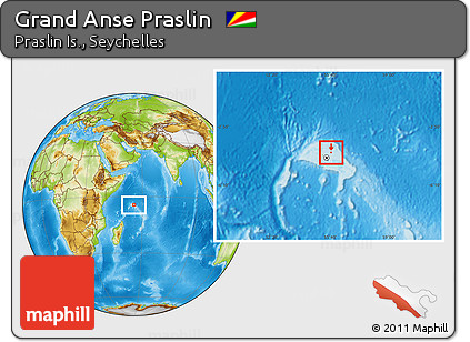 Physical Location Map of Grand Anse Praslin, within the entire country