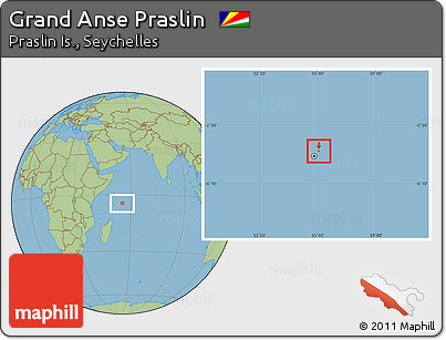 Savanna Style Location Map of Grand Anse Praslin, within the entire country