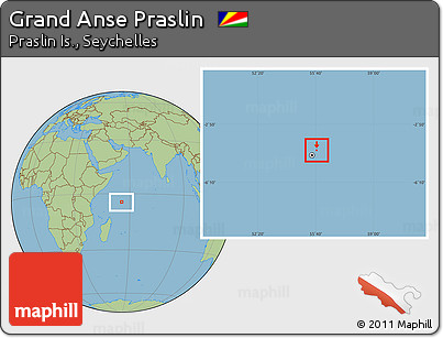 Savanna Style Location Map of Grand Anse Praslin, highlighted parent region, within the entire country