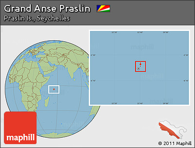 Savanna Style Location Map of Grand Anse Praslin, highlighted parent region, within the entire country
