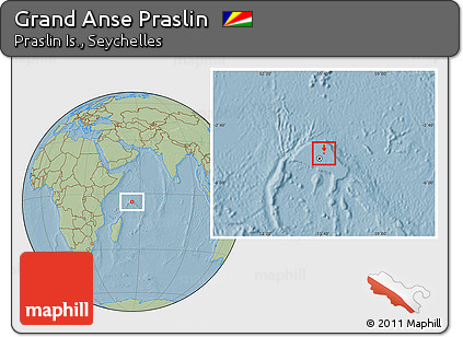 Savanna Style Location Map of Grand Anse Praslin, hill shading
