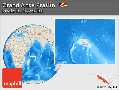Shaded Relief Location Map of Grand Anse Praslin
