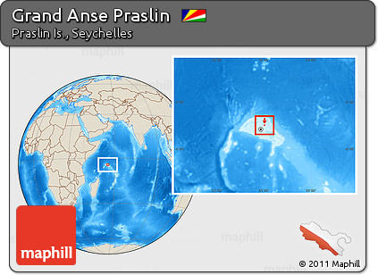 Shaded Relief Location Map of Grand Anse Praslin, highlighted country