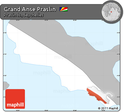 Gray Simple Map of Grand Anse Praslin, single color outside
