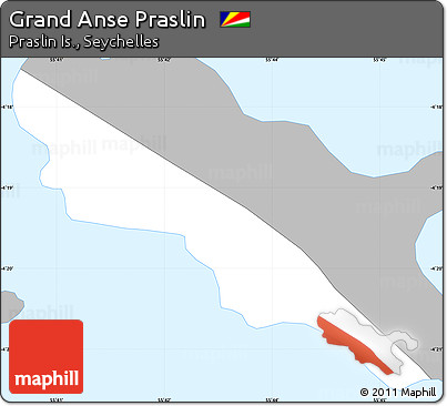 Gray Simple Map of Grand Anse Praslin, single color outside