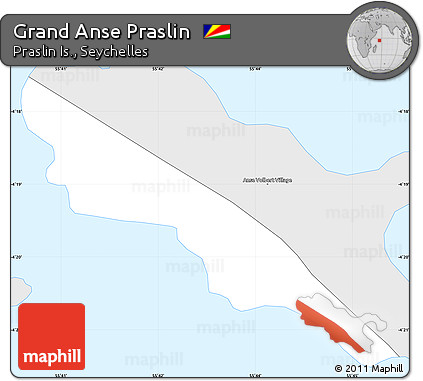 Silver Style Simple Map of Grand Anse Praslin