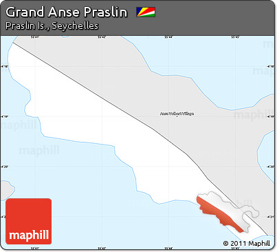 Silver Style Simple Map of Grand Anse Praslin