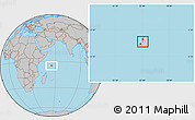 Gray Location Map of Praslin Is., highlighted country, within the entire country