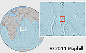 Gray Location Map of Praslin Is., highlighted country, hill shading