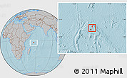 Gray Location Map of Praslin Is., hill shading
