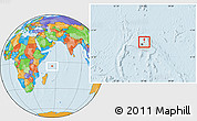 Political Location Map of Praslin Is., within the entire country