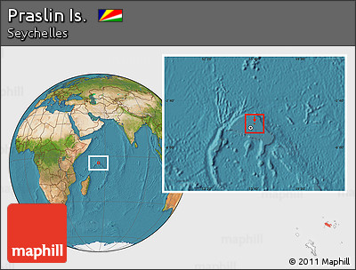 Satellite Location Map of Praslin Is.