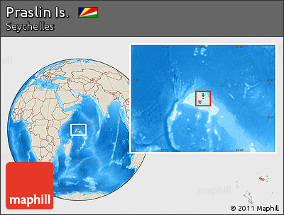 Shaded Relief Location Map of Praslin Is.