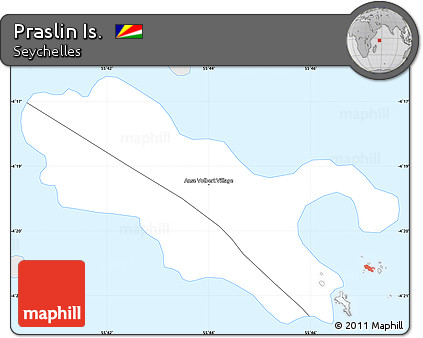 Silver Style Simple Map of Praslin Is., single color outside