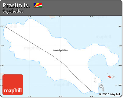 Silver Style Simple Map of Praslin Is., single color outside