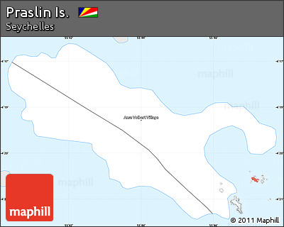 Silver Style Simple Map of Praslin Is., single color outside