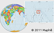 Political Location Map of Silhouette Is., within the entire country