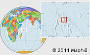 Political Location Map of Silhouette Is., highlighted country, within the entire country