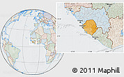 Political Location Map of Sierra Leone, lighten, semi-desaturated