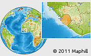 Political Location Map of Sierra Leone, physical outside