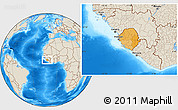 Political Location Map of Sierra Leone, shaded relief outside