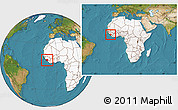 Satellite Location Map of Sierra Leone, highlighted continent, within the entire continent