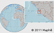 Gray Location Map of Freetown, highlighted parent region, hill shading
