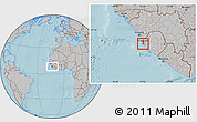 Gray Location Map of Freetown, hill shading