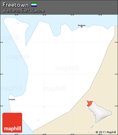 Classic Style Simple Map of Freetown, single color outside