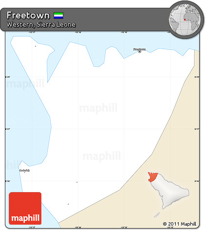 Classic Style Simple Map of Freetown, single color outside