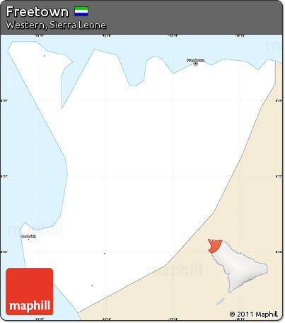Classic Style Simple Map of Freetown, single color outside