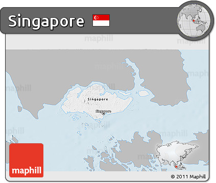Gray 3D Map of Singapore, single color outside
