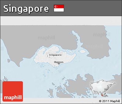 Gray 3D Map of Singapore, single color outside