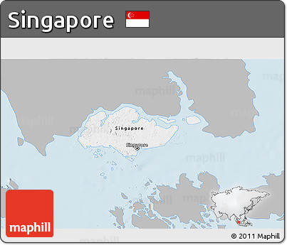 Gray 3D Map of Singapore, single color outside
