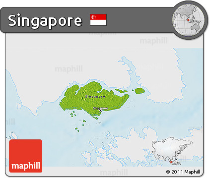 Physical 3D Map of Singapore, single color outside