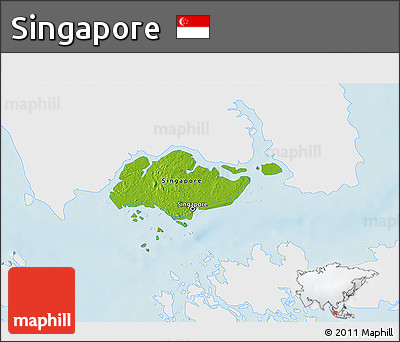 Physical 3D Map of Singapore, single color outside
