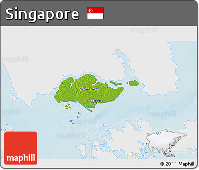 Physical 3D Map of Singapore, single color outside