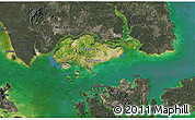 Satellite 3D Map of Singapore, darken, semi-desaturated, land only