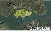 Satellite 3D Map of Singapore, darken, semi-desaturated