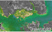 Satellite 3D Map of Singapore, desaturated, land only