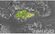 Satellite 3D Map of Singapore, desaturated