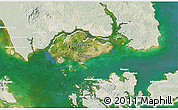 Satellite 3D Map of Singapore, lighten, land only