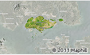 Satellite 3D Map of Singapore, lighten, semi-desaturated