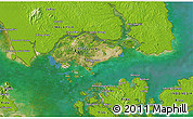 Satellite 3D Map of Singapore, physical outside, satellite sea