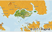 Satellite 3D Map of Singapore, political outside