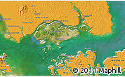 Satellite 3D Map of Singapore, political outside, satellite sea